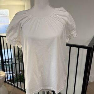 J. Crew White Puff Sleeve Blouse
